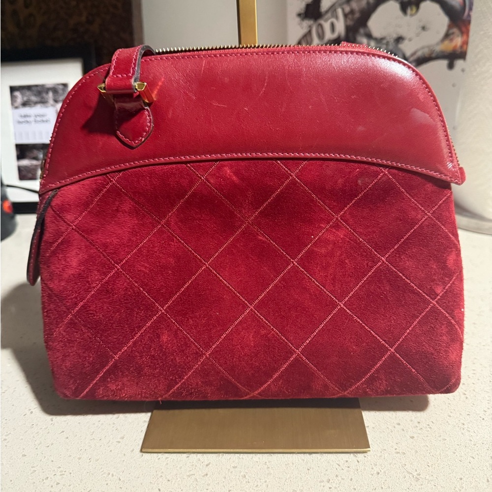 Ferragamo Elegant Red Suede Women's 2way Bag